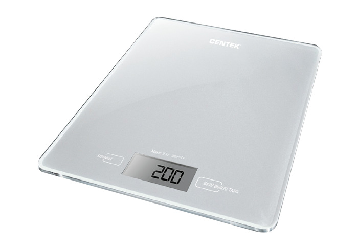 Весы кухонные Centek (Серебристый) электронные, стеклянные, LCD, 190х200 мм, max 5кг (12шт)