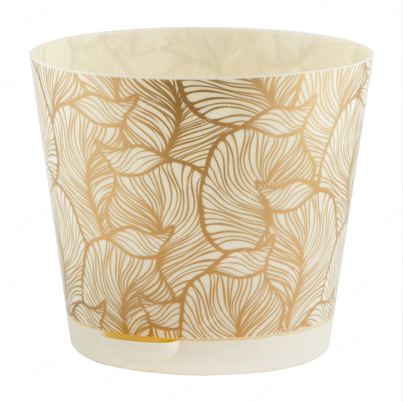 Горшок Oregano 2л d160мм светло-бежевый с декором с прикорневым поливом (уп.16)#