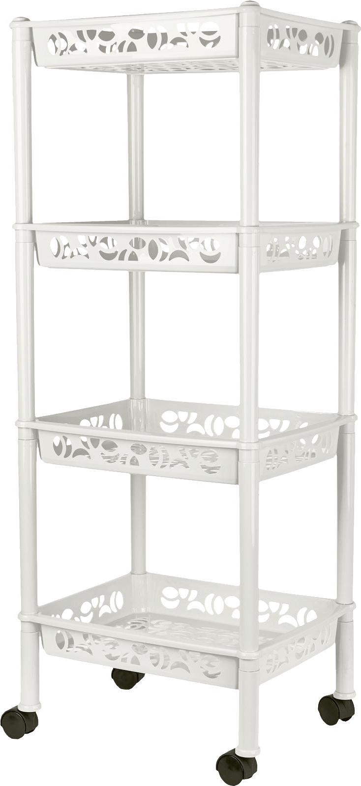 Этажерка Light 4-х секц 37х29х93,5см на колесиках прямоугольная, белое облако (уп.7)