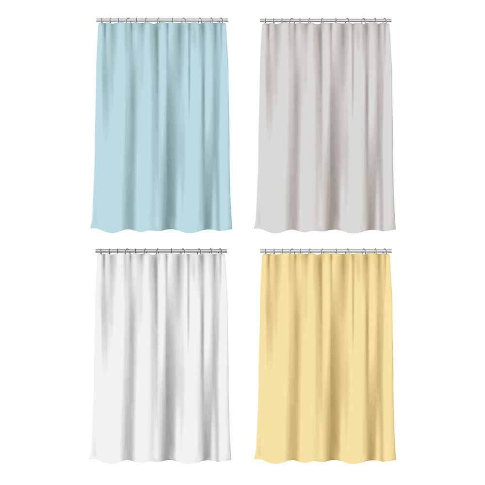 Штора для ванной комнаты XL 200x200см, полиэстер, 4 цвета (уп.24)