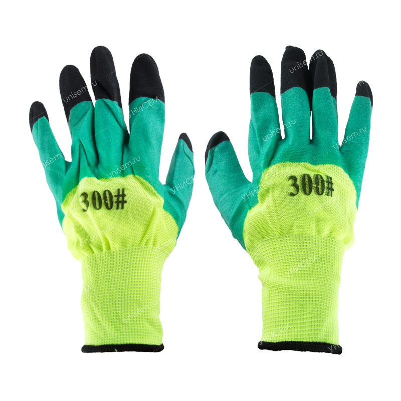 Перчатки Нейлоновые Зеленые двойной облив КРАТНО 12 пар, цена за 1 пару (уп.720)