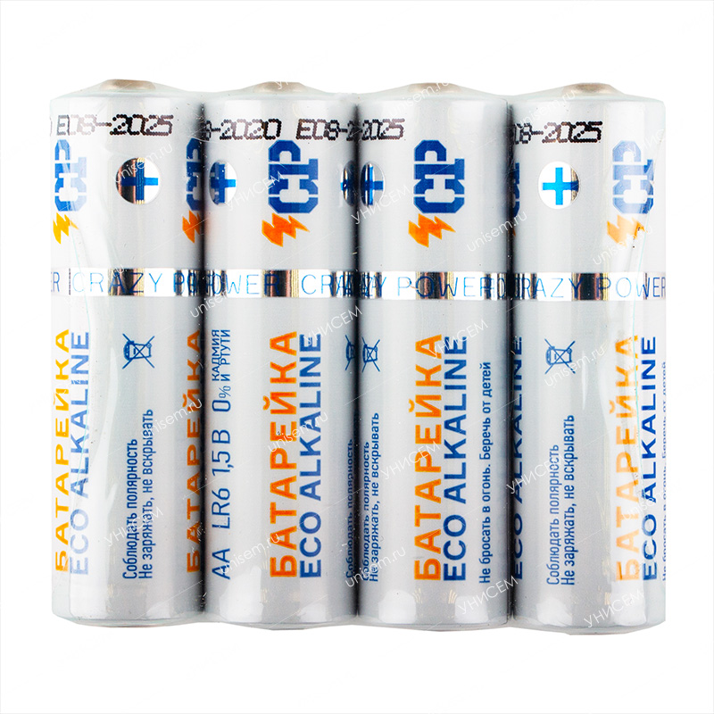 Батарейка Crazy Power LR6 Eco Alkaline спайка (4/24шт)   цена за 1шт.