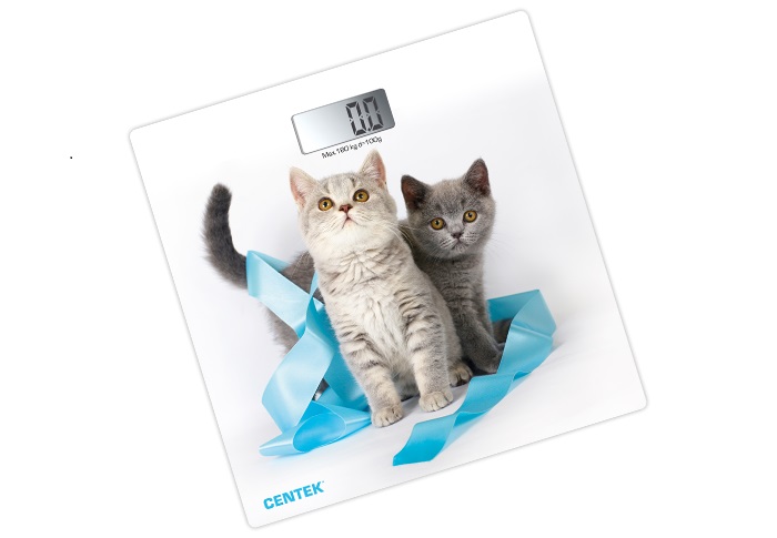 Весы напольные Centek Kitten электронные 180кг, 0,1кг, LCD 45x28, размер 26х26см