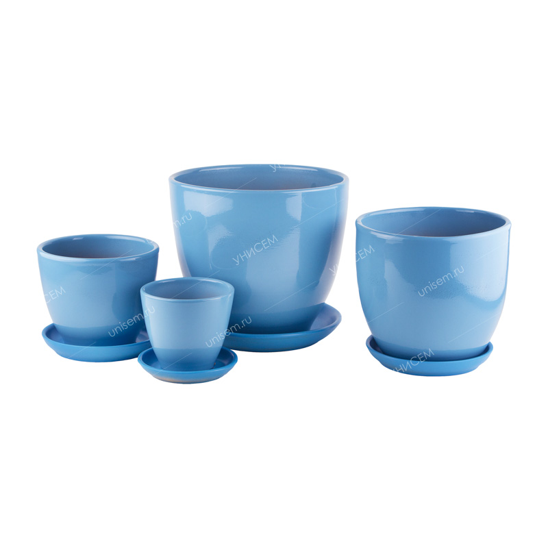 Набор горшков Голубой из 4-х 0,4/1/2,5/5л (уп.2)#