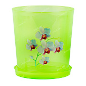 Горшок для орхидеи 1,8л зелено- прозрачный с поддоном (уп.30)#