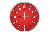 Часы настенные Centek <Red> (пурпур + хром) 30 см диам., круг, ПЛАВНЫЙ ХОД, кварц. механизм