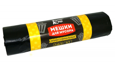 Мешки д/мусора 240л Профессиональные 40мкм ПВД в рулоне 10шт черные (уп.20)