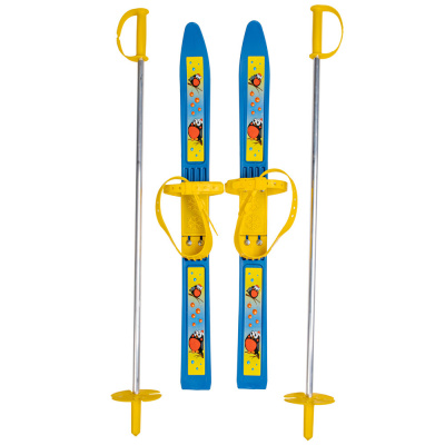 Лыжи детские "Олимпик-Спорт" Снегири дл.66см, креплением мягкое пластиковое,с палками 75см,сетка