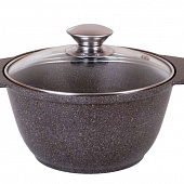 Кастрюля 1л стеклянная крышка АП Мрамор кофейный (уп.3)