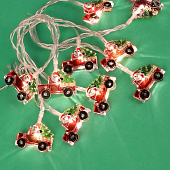 Гирлянда LED10 (2м) Грузовичок Деда Мороза, шампань, пост.свеч, ПВХ прозр, 2хАА (уп.100)