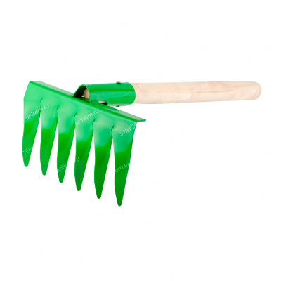 Грабли с витыми зубьями ГВ-6 с черенком, зеленый (10шт)
