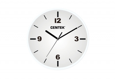 Часы настенные Centek <White> (белый) 25 см диам., круг, шаговый ход, кварцевый механизм